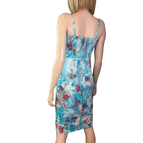 WHBM Breezy Cotton Faux Wrap Dress Ruch Lined Shirred Sexy Pleated Waist Detail - Picture 11 of 15